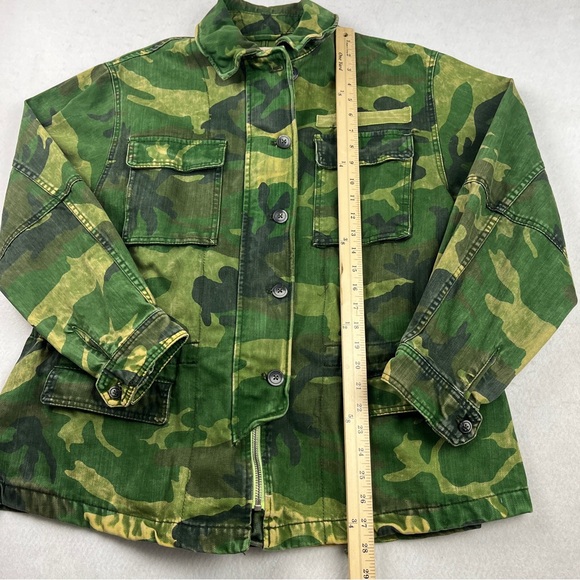 Free People Seize The Day Camouflage Jean Denim Jacket Oversized Women’s Sz XS - Picture 5 of 8